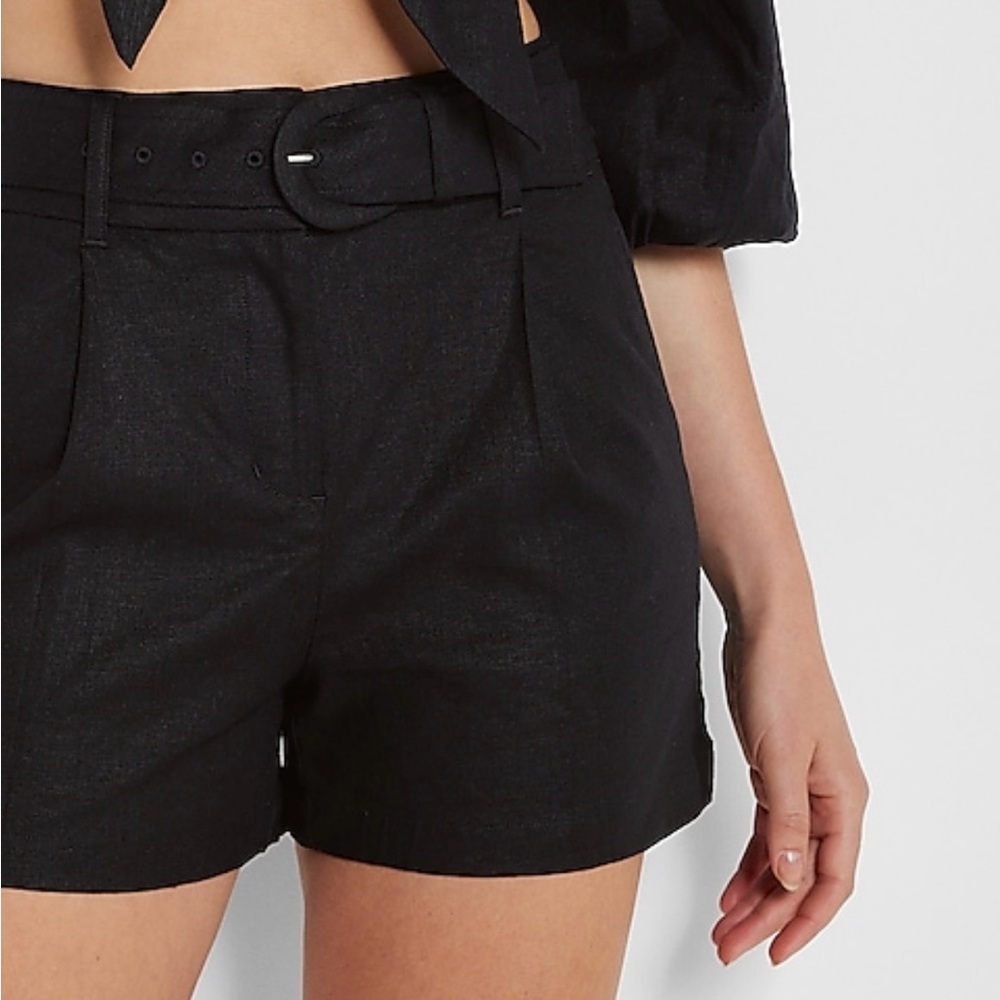 Express super high waisted belted blend shorts